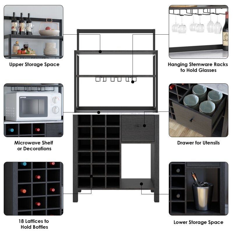 Stand Up Bar Cabinet with Wine Storage