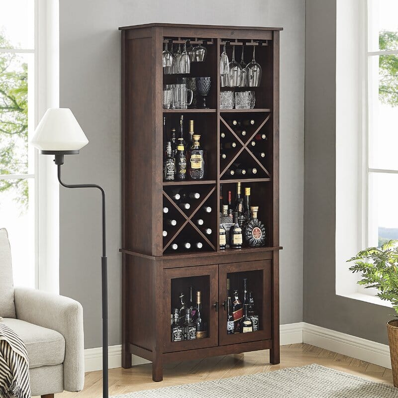 Bar Cabinet Bookshelf With Glass Doors