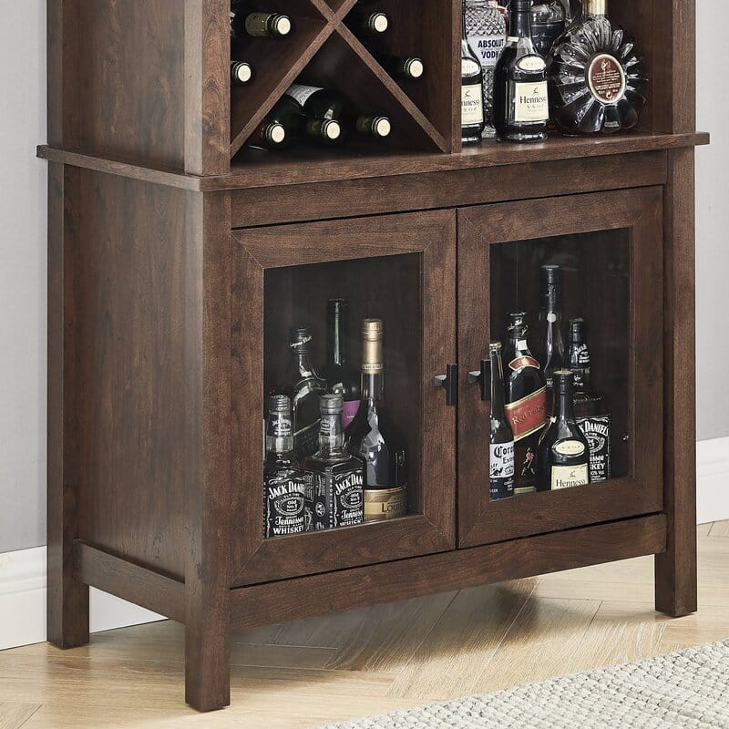 Bar Cabinet Bookshelf With Glass Doors