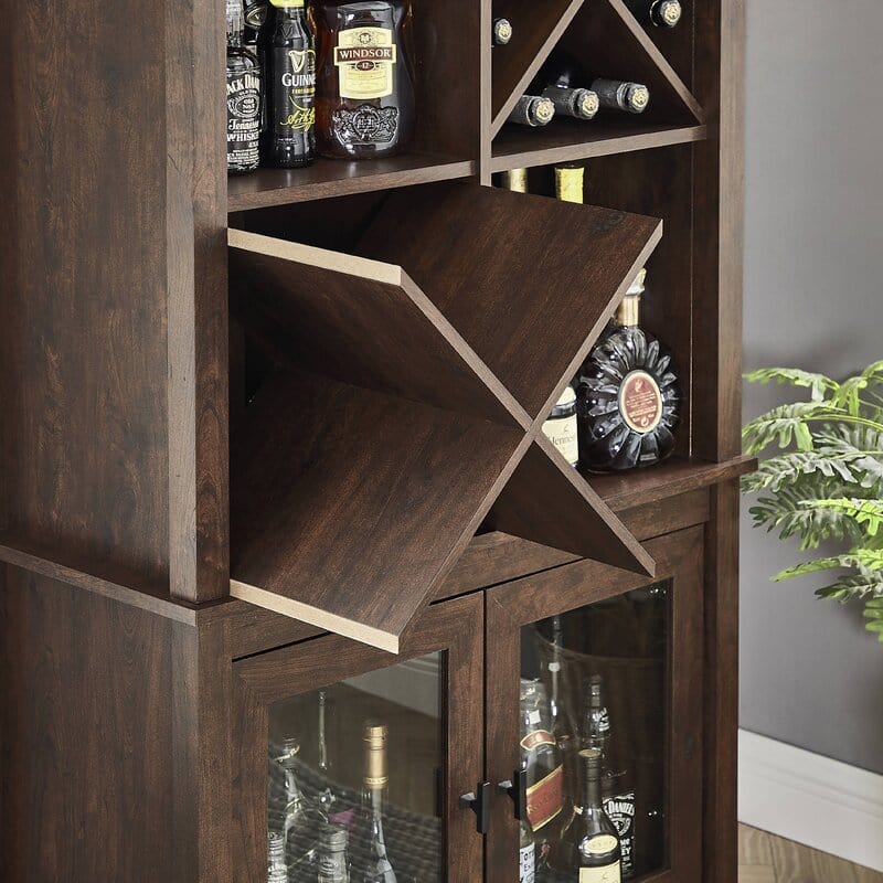 Bar Cabinet Bookshelf With Glass Doors