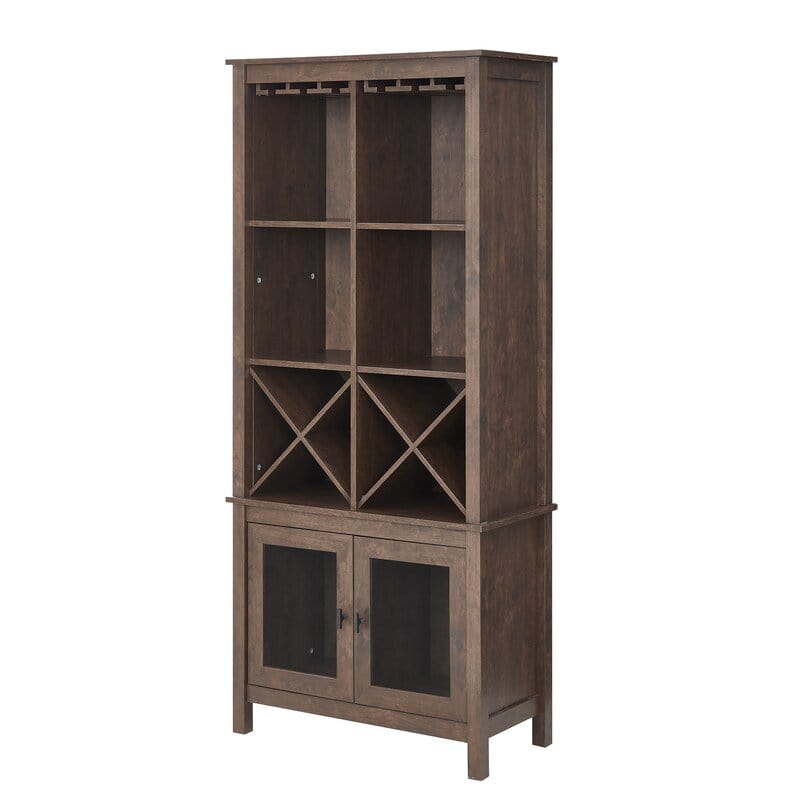 Bar Cabinet Bookshelf With Glass Doors