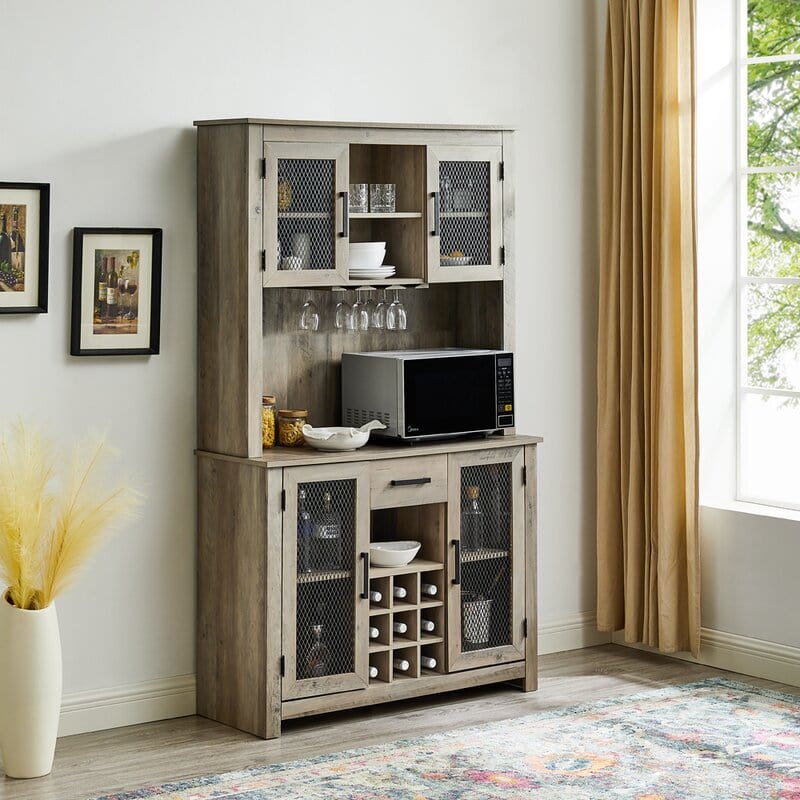 Tall Cabinet In Concrete Finish With Mesh Doors