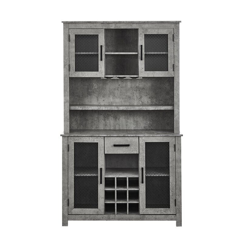 Tall Cabinet In Concrete Finish With Mesh Doors