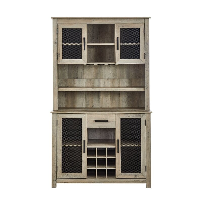 Tall Cabinet In Concrete Finish With Mesh Doors