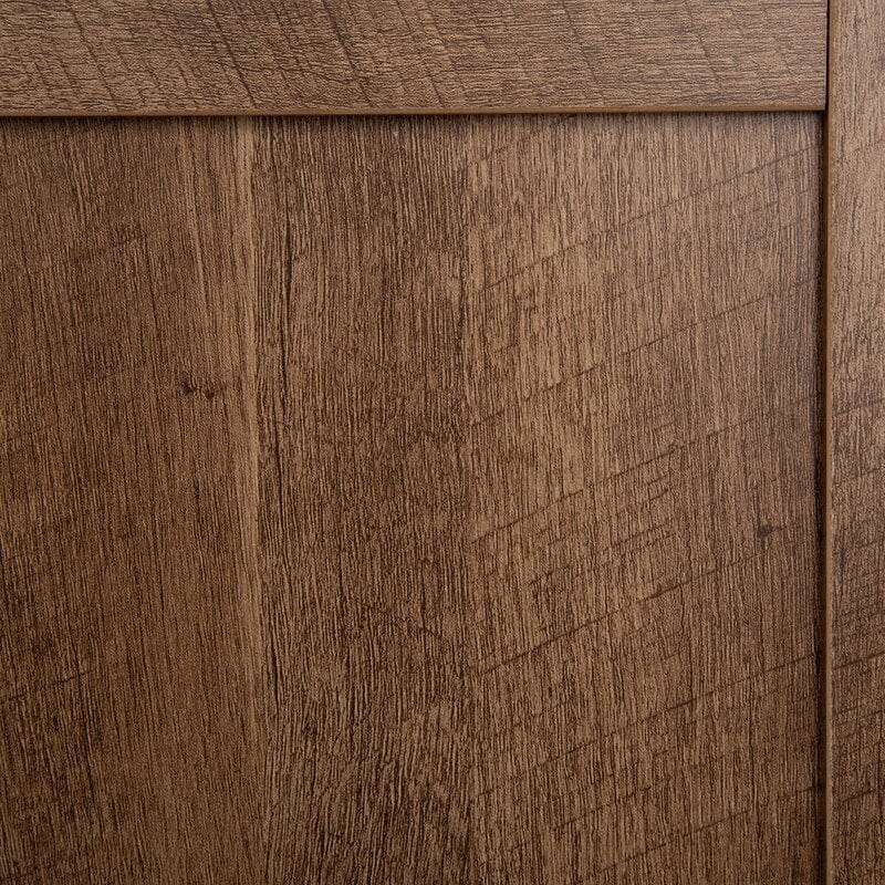 Modern Industrial Black Wine Bar Cabinet With Natural Top And Sliding Doors