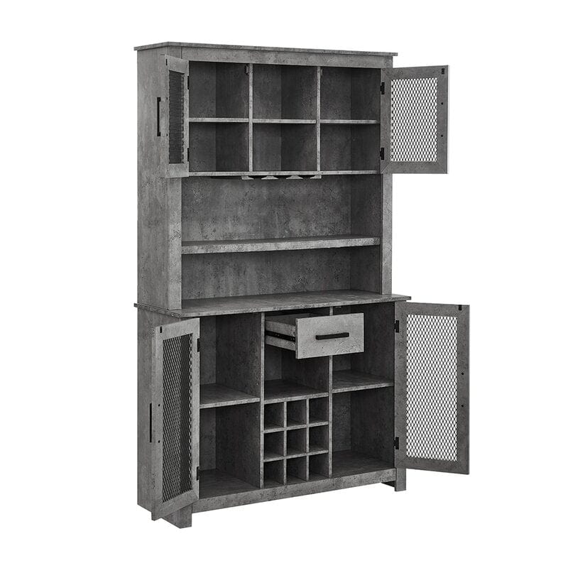 Tall Cabinet In Concrete Finish With Mesh Doors