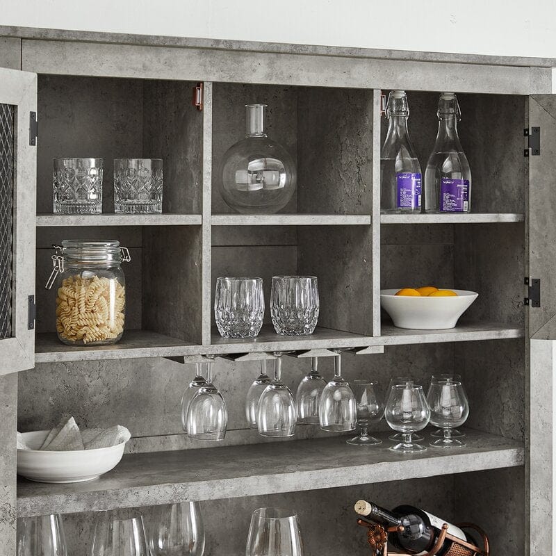 Tall Cabinet In Concrete Finish With Mesh Doors